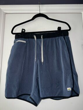 Vuori Navy Blue Athletic Drawstring Shorts with Black Trim